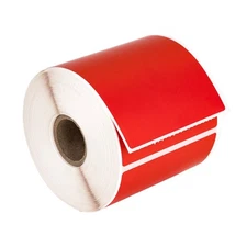 HOUSELABELS 3"x5" Direct Thermal RED Labels, 1" Core - 12 Rolls