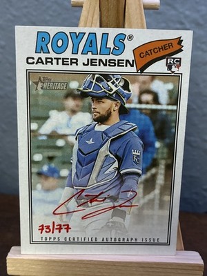 2026 Topps Heritage Carter Jensen #ROA-CJ Real One Red Auto 73/77 RC Royals SP