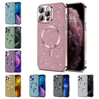 HÜLLE FÜR APPLE IPHONE SMARTPHONES MagSafe Luxus Glitzer Hülle iPhone 16 15 14 13 12 11 Pro Max Plus Handy Schutz