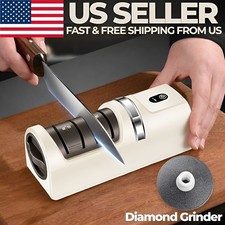 Cordless Electric Knife Sharpener 3 Stage Diamond Grinder USB Rechargeable