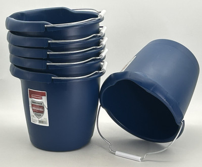(6 PK) NEW Rubbermaid Commercial 15 Qt 14.2'' L Roughneck Blue Bucket Pour Spout