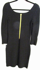 INC Long-sleeve Little Black Dress Stretch Sheath Hardware Zips Sz XS NWT- LOOK!