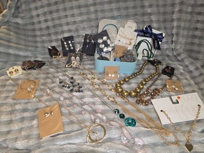 Lot Costume Jewelry With Travel Case Lot Of 20 Plus Items Earring Necklace More