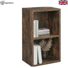 2 Tier Small Bookcase Cube Storage Bookshelf Wooden Shelving Display Unit