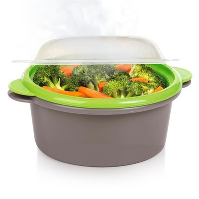 PrepSolutions Mini Microwave Steamer, Gray   Fast and Easy Vegetable & Foo