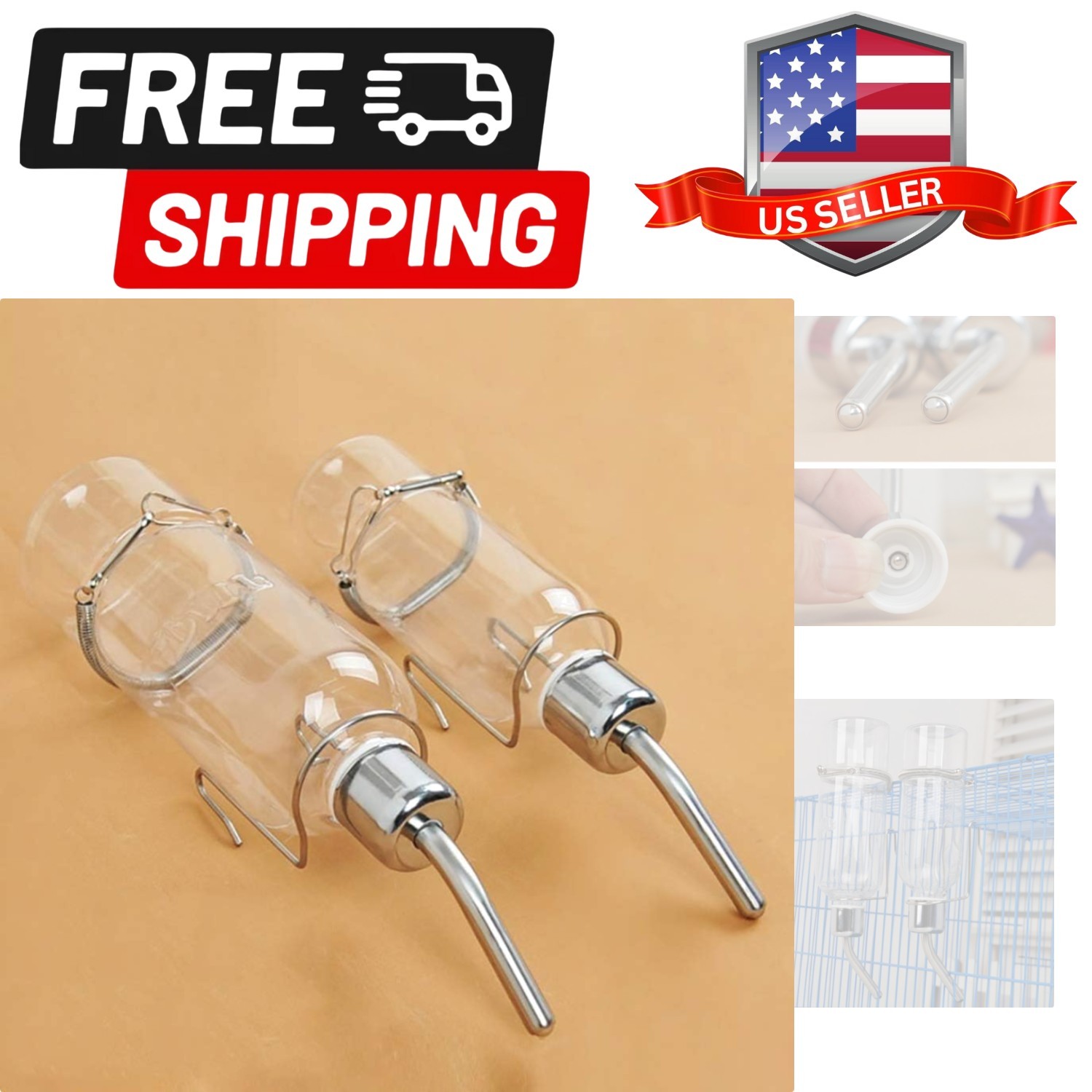 No Drip, Small Animals Cage Water Drinking Bottl...