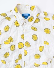 adidas button down shirt Tennis ball Lemon Print M size Good condition