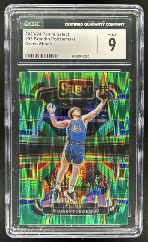 2023-24 Select Brandin Podziemski Green Shock Prizm RC Concourse #93 CGC 9 MINT
