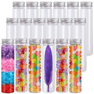 18 Pack 115ml Clear Plastic Test Tubes with Screw Caps Flat-Bottomed Bath