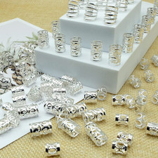 100 PCS Hair Accessories Loc Hair Jewelry for Women Braids Rings J-Silver