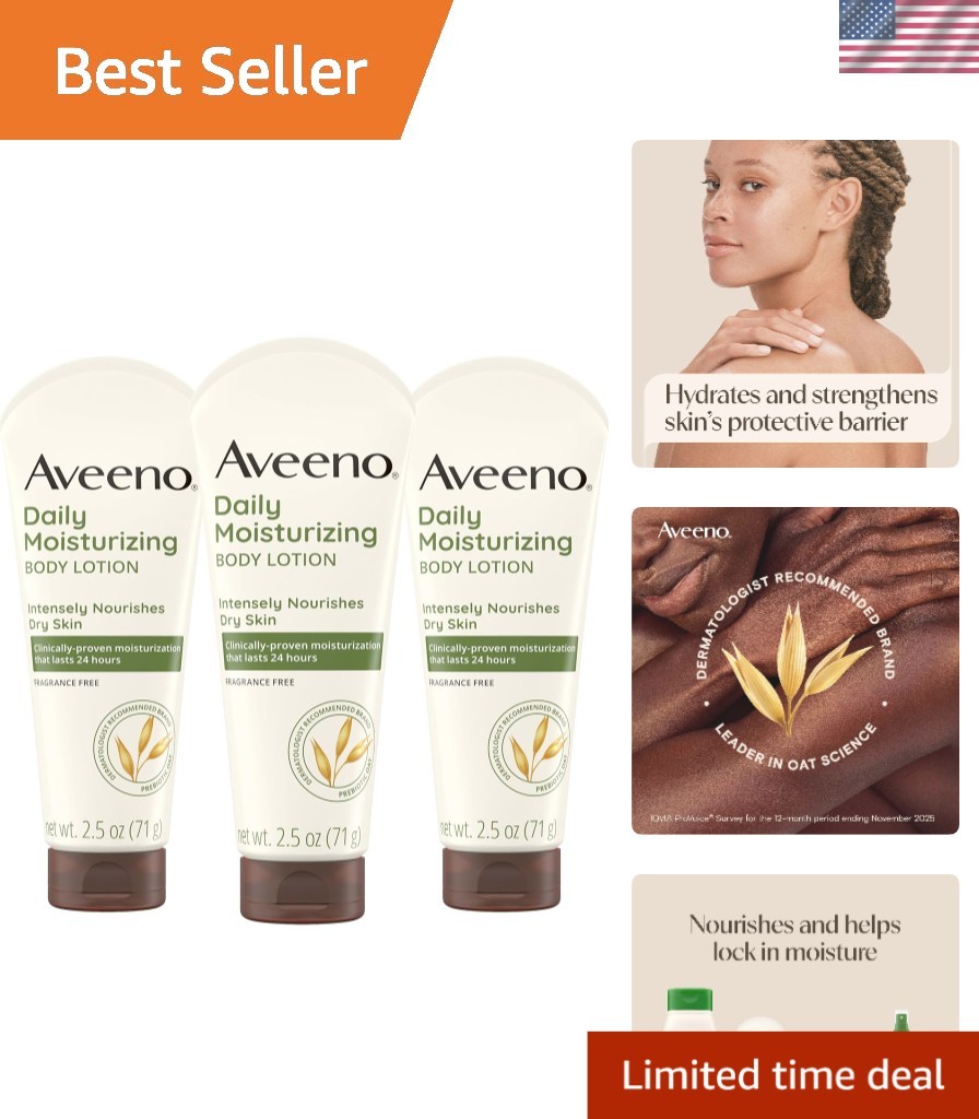 Hydrating Travel Size Body Lotion - 3-Pack, 2.5 Oz Each, Non-Greasy Formula