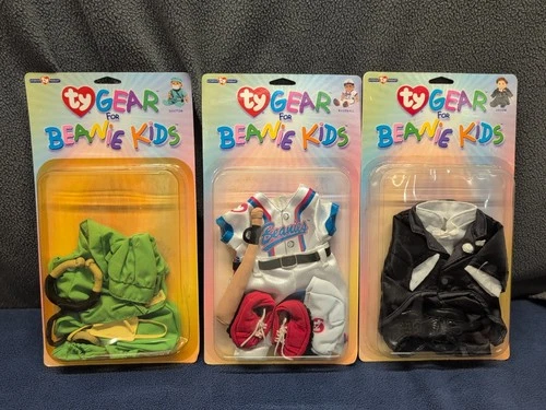 Vintage Ty Gear For Beanie Kids Doctor Outfit, Baseball, Groom NIB Lot