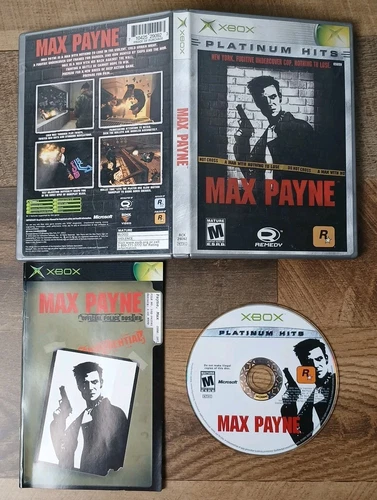 Max Payne (Microsoft Xbox, 2001) Platinum Hits Complete CIB - Tested