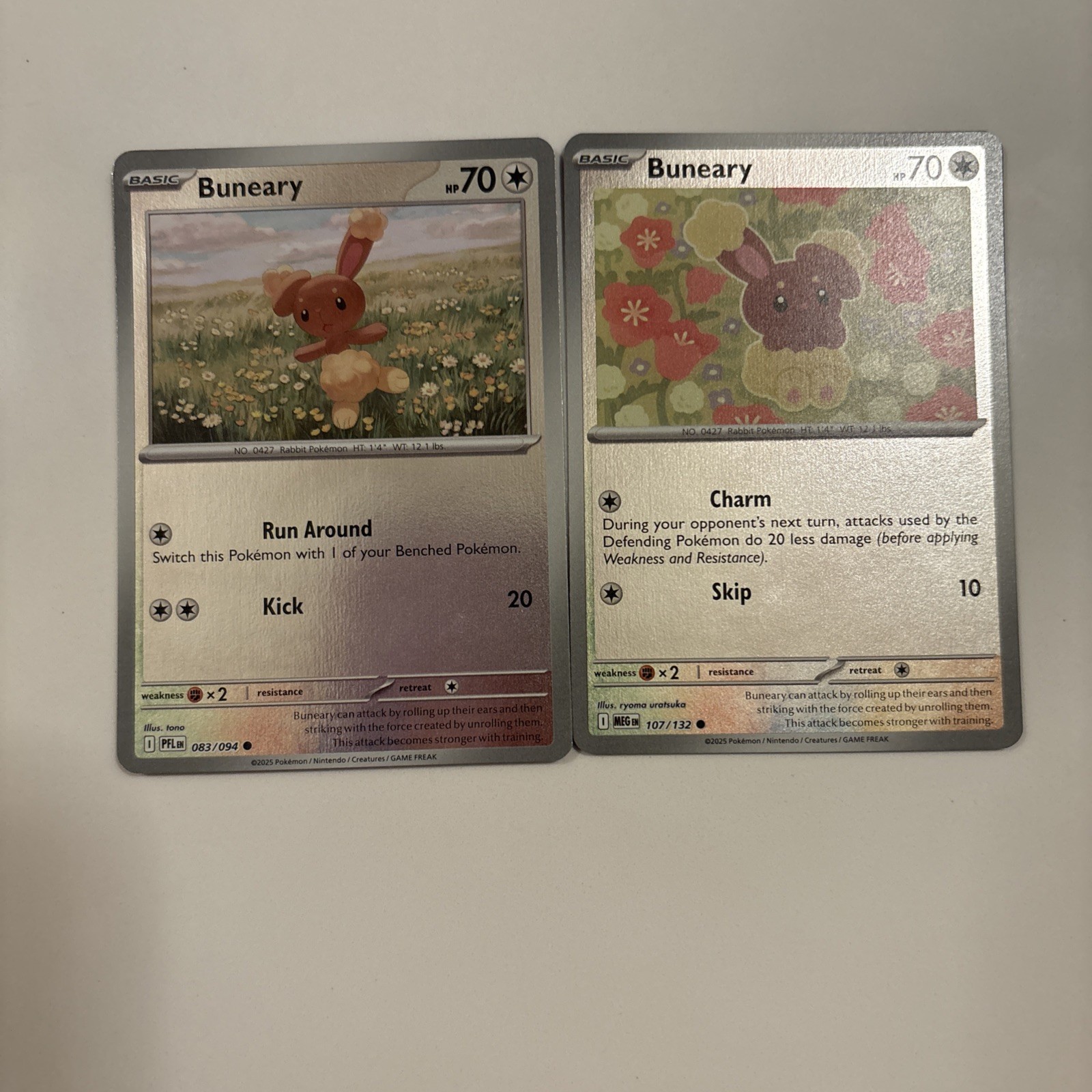 (x2) Buneary 083 & 107 Common  Reverse Holo ME: MEG & PFL Pokemon NM