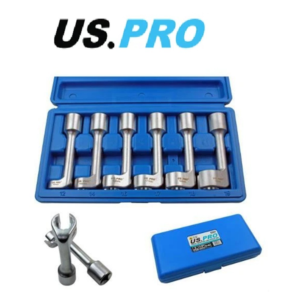 US PRO Diesel Injector Line Socket Set 6pc 1/2"" Drive 12mm - 19mm In Case 5591 - Image 2