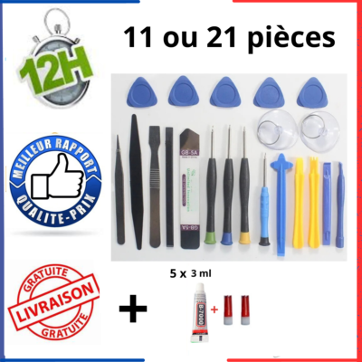 Kit De Réparation Téléphone/tablette Avec Tournevis Précision Et Colle 3ml X5 - Neuf
