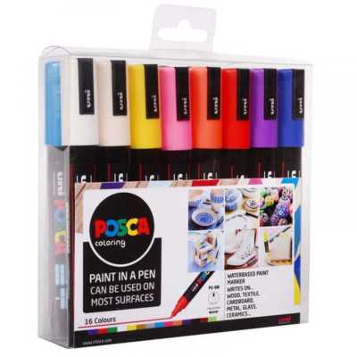 Uni Posca Marker 16 Colour Pack : PC-1MR / PC-1M / PC-3M / PC5-M, posca pack - Vimarsana News
