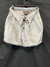 Acid Wash Jean Shorts W/ Front Buttons Flap EXP Jeans Size 7 Vintage