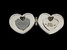 Things Remembered Engraveable Frame Rhinestone Hearts Silver & Black 3.5"