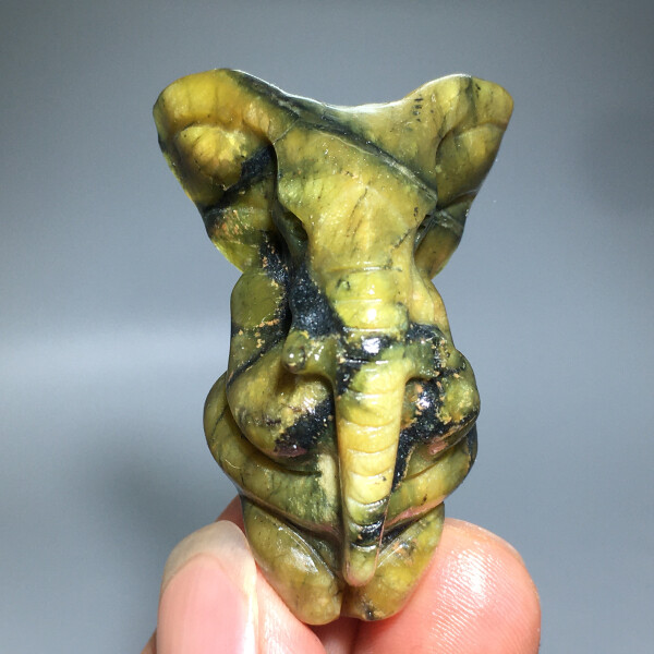 37g Natural Crystal.ophiolite.Hand-carved.Exquisite Elephant statues.gift A62