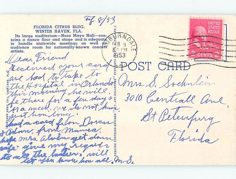 Linen FLORIDA CITRUS BUILDING Winter Haven Near Lakeland & Lake Wales