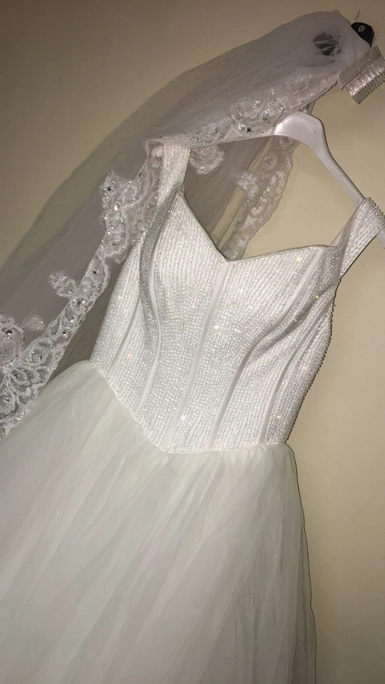 vestido de baile vestido de novia con velo y bolso gratis Foto 3 de 4