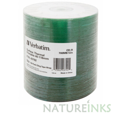 100 Verbatim Rohlinge CD-R 700MB 52x Thermal Printable CD Discs 43792 Everest Prism