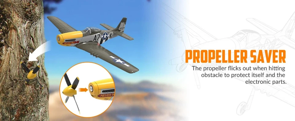 Volantex P-51 Mustang Brushless RC Warbird 500mm Wingspan RTF With 2 Batteries - Image 3 of 4