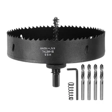 Bi-Metal Hole Saw Kit 162mm (6-3/8") 1/2" Hex Shank High-Speed Steel Black