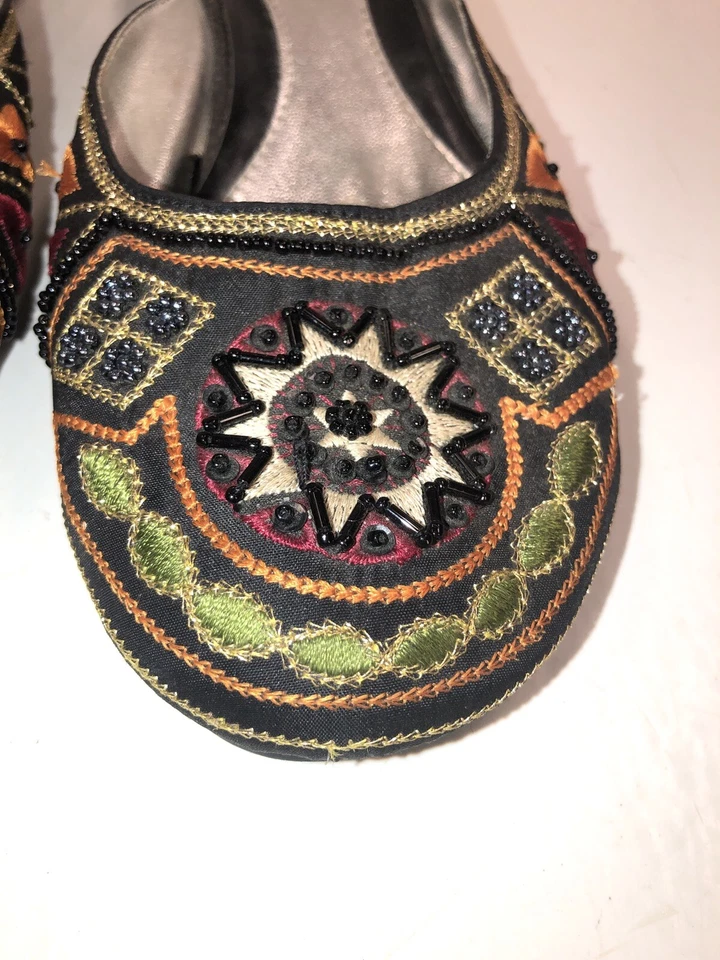 娃娃屋多色串珠刺绣懒人鞋低跟凉鞋,尺寸 8 — 第 4/4 张图片