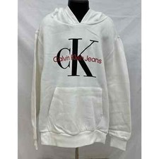 NWT Girls/Unisex Sz M 10/12 Calvin Klein White Logo Hoodie