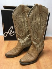 Vintage Larry Mahan Cowgirl Boots 5B Women Tan Brown Leather