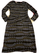 BLUE GRAY 3D Knit Sweater Dress Fitted long sleeve geometric Career  Boutique S