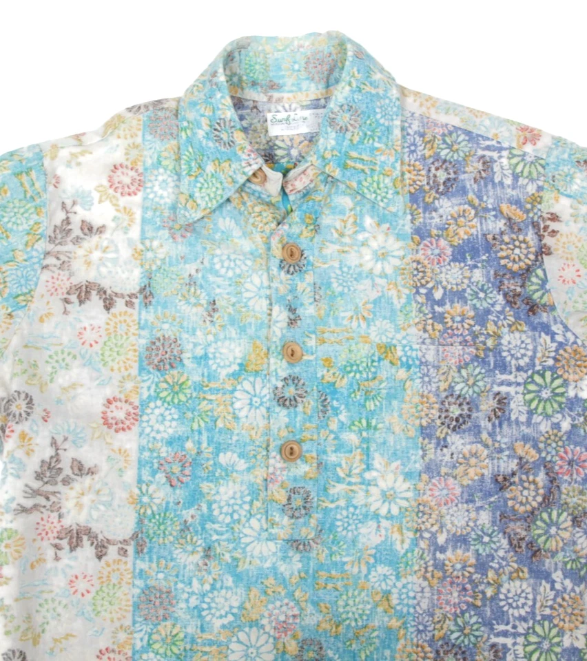Camisa De Colección SURF LINE LIBERTY HOUSE Floral Lavada Estampado Reverso Para Hombres Talla M/607 Foto 2 de 4