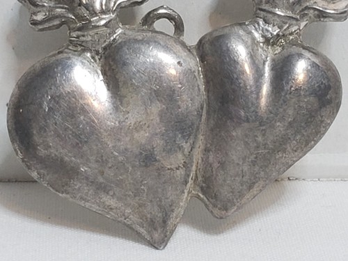 VTG Ex Voto Double Sacred Hearts Pewter Kuhn Zinn Germany Catholic Devotional - Picture 5 of 23