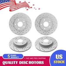 Front Rear Drilled Slotted Disc Brake Rotors Set For Honda Civic Insight