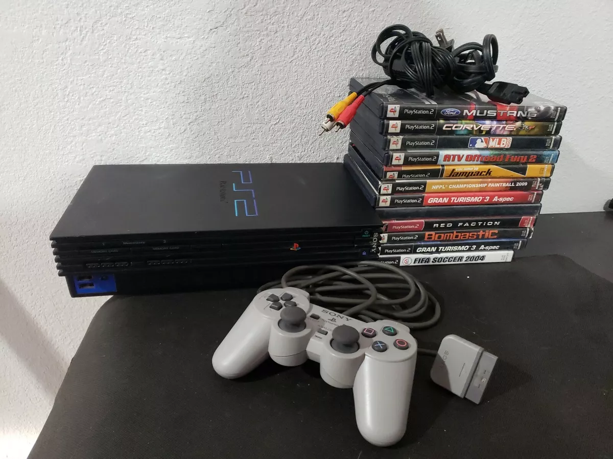 Sony PlayStation 2 PS2 Fat Console System Complete Bundle 2 Controllers 2  Games