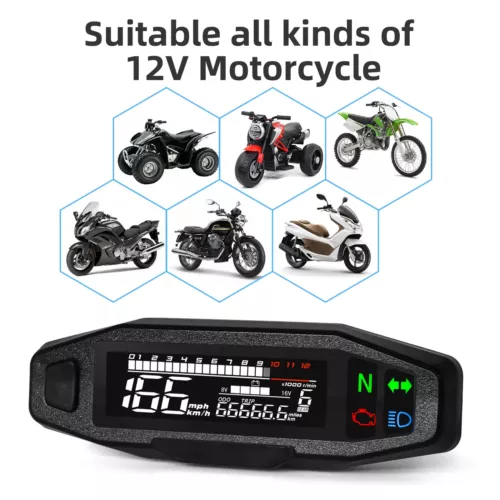 Universal RPM Motorcycle Meter Speedometer Digital Odometer Instrument Sensor
