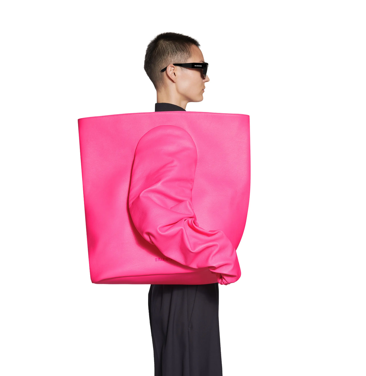 BALENCIAGA PINK CALF LEATHER GLOVE LARGE TOTE SHOULDER BAG UNISEX