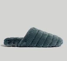 Madewell Quilter Slippers Size 7 Green Women  s Faux Fur Fuzzy Comfortable Soft