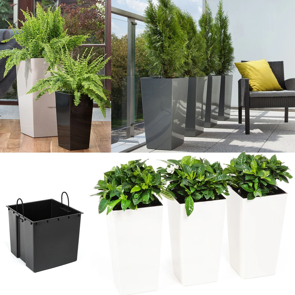 Blumenkübel Hochglanz Blumentopf Pflanzkübel Pflanzeinsatz SET 6 Farben 6 Größen - Bild 3 von 3