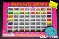 Kids' Crafts ALPHABET BEADS KIT Make Jewelry Bracelets/Necklaces/Rings/Hair NEW