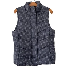 Gap Quilted Puffer Vest Women M Polka Swiss Dot Snap Front Fall Winter Outdoor