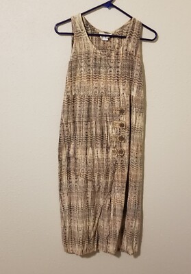 Vintage Reds Threads Dress Womens Size S Brown Cottagecore Bohemian 80s 90s