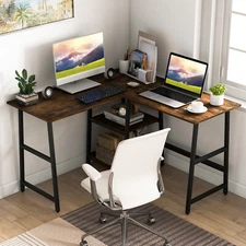 L-shaped Desk 48" Home Office Corner Workstation with Power Outlets & USB Ports