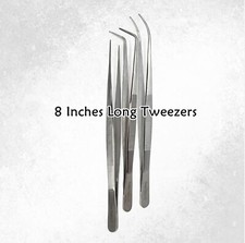 3x Precision Lab Tweezers Serrated Forceps 8" Straight  Angled  Right Angled