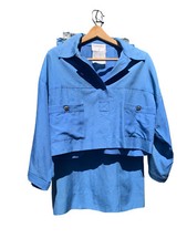 CHANEL Boutique Vintage Blue Tunic Pullover Top CC Logo Buttons Made in France