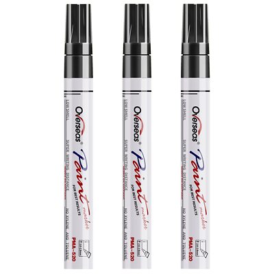 3-Pack Black Oil-Based Paint Markers Medium Tip Waterproof for Metal Wood Glass