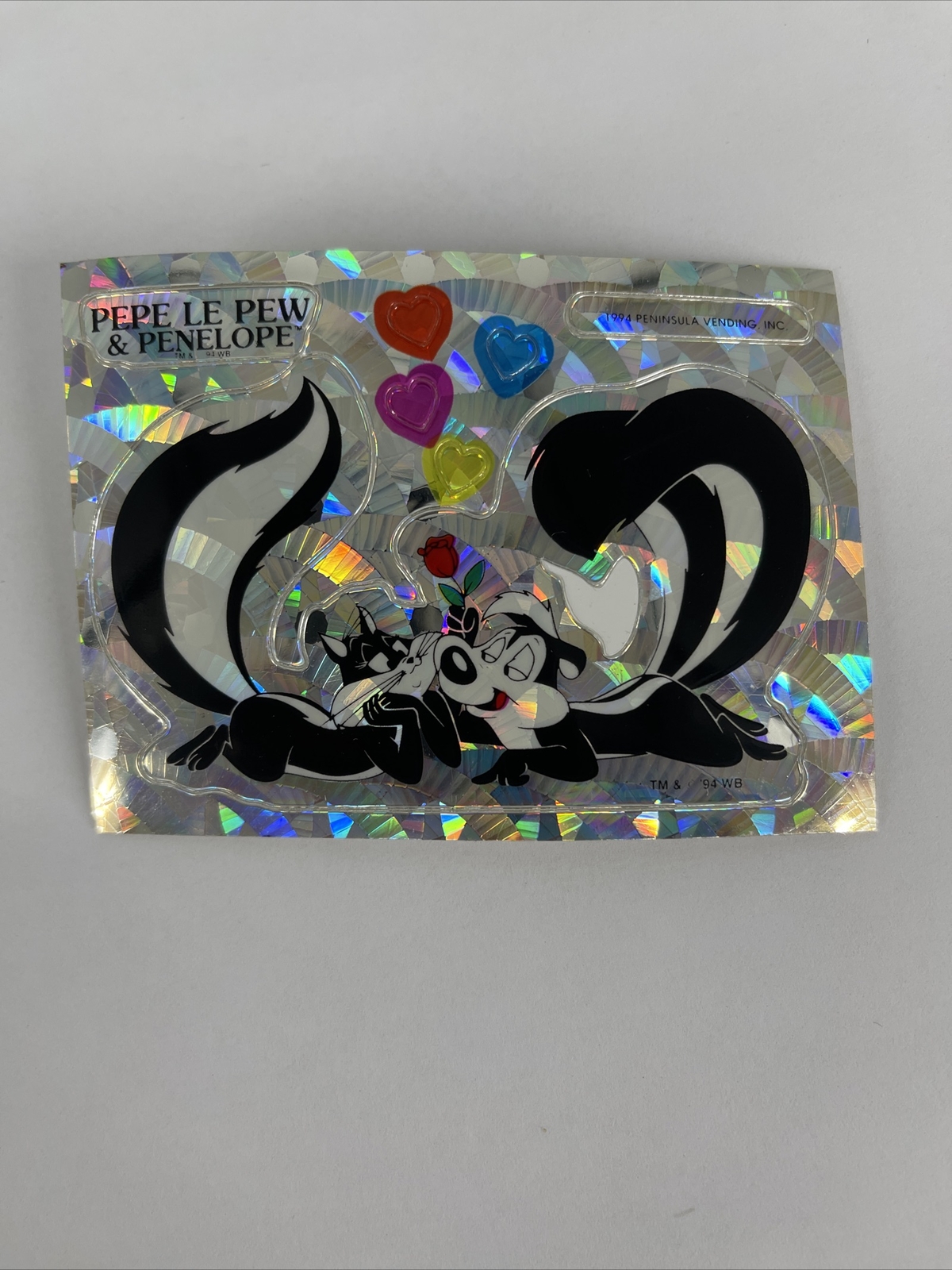 RARE Vintage 1994 Pepe Le Pew & Penelope Space Jam Vending Machine Sticker NOS