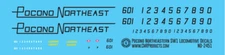 N Scale - Pocono Northeast Railroad SW1 Decals
